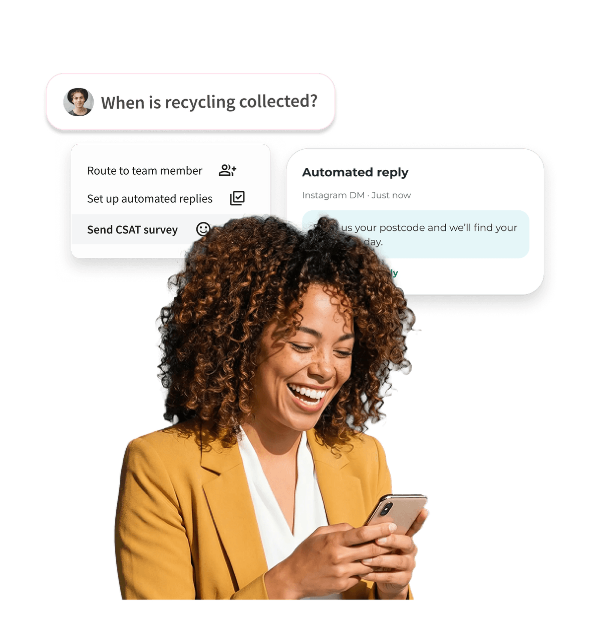 Social media inbox interface showing customer messages about utilities services, with a shared inbox counter displaying conversation stats